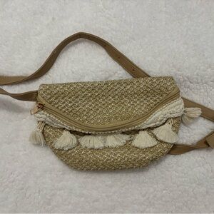 SHEIN Beige Woven Crossbody Bag with Tassels